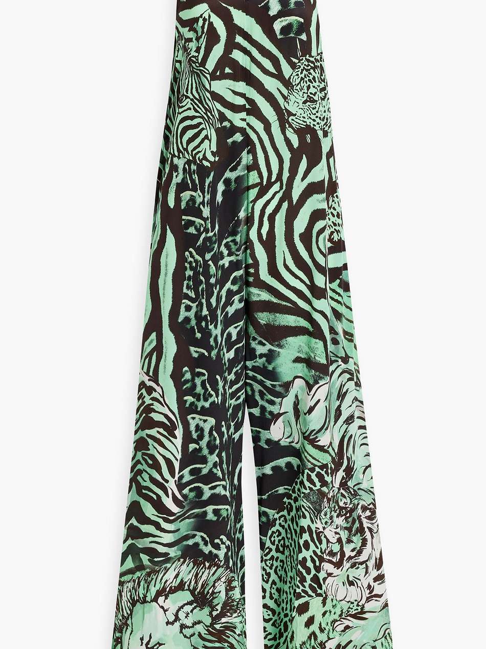 embellished printed silk crepe de chine wide-leg jumpsuit