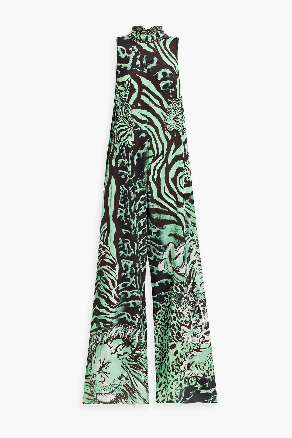 Camilla Embellished Printed Silk Crepe De Chine Wide-leg Jumpsuit In Mint