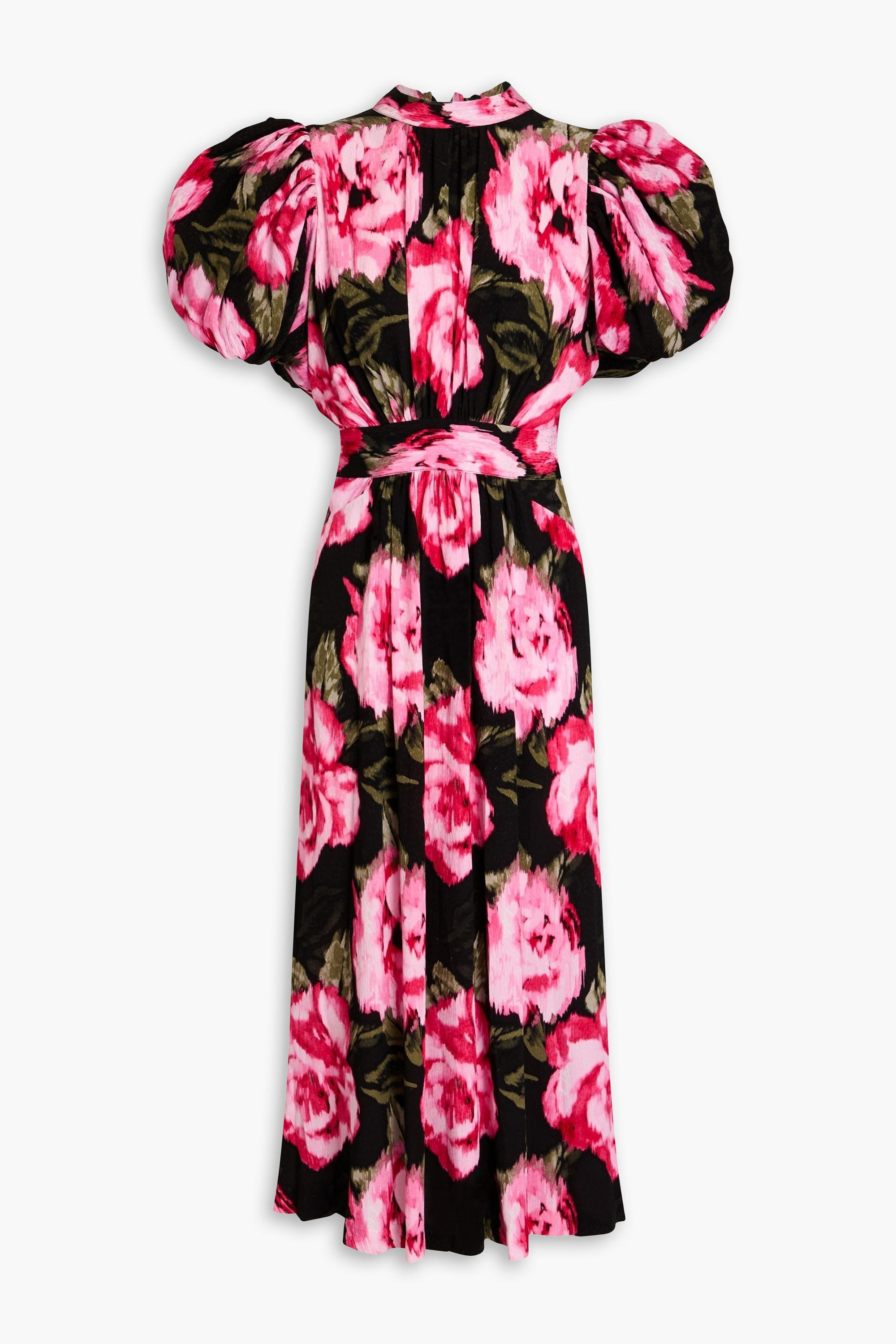 ROTATE Birger Christensen - Open-back floral-print jacquard midi dress |  Plush