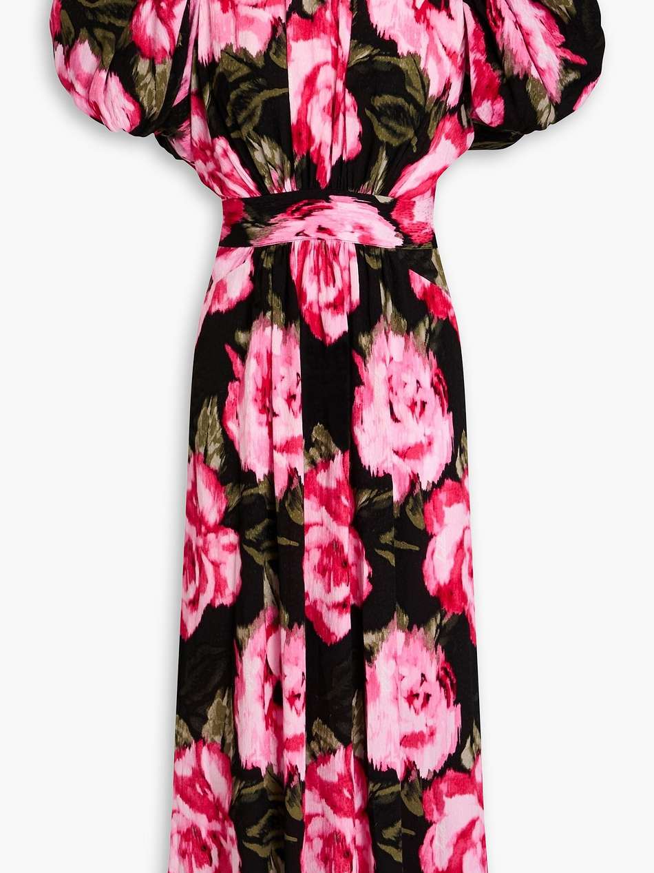 open-back floral-print jacquard midi dress