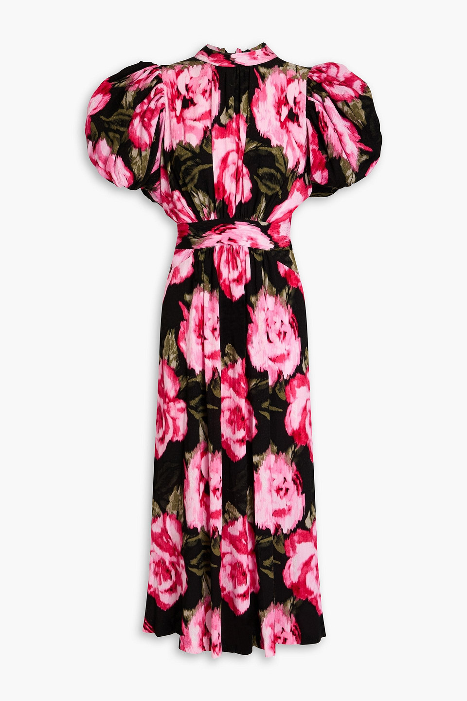 Rotate Birger Christensen Open-back Floral-print Jacquard Midi Dress In Pink