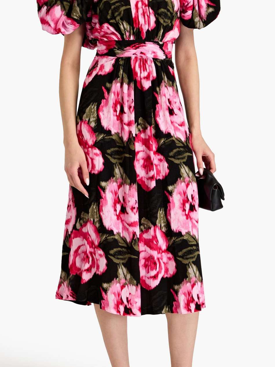 open-back floral-print jacquard midi dress