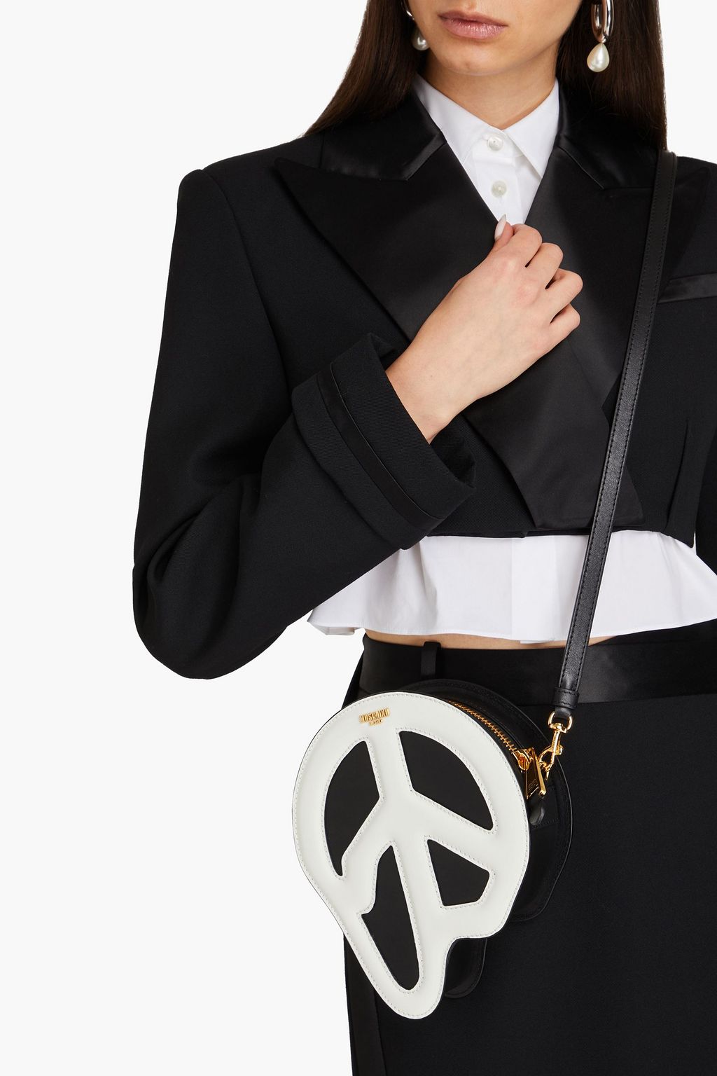 MOSCHINO Two-tone leather cross-body bag
