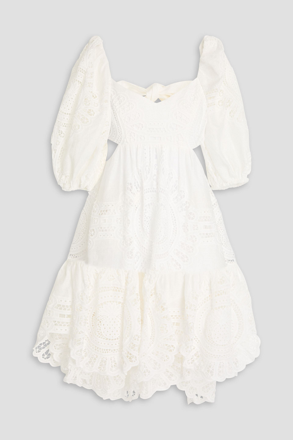 Cutout broderie anglaise linen mini dress