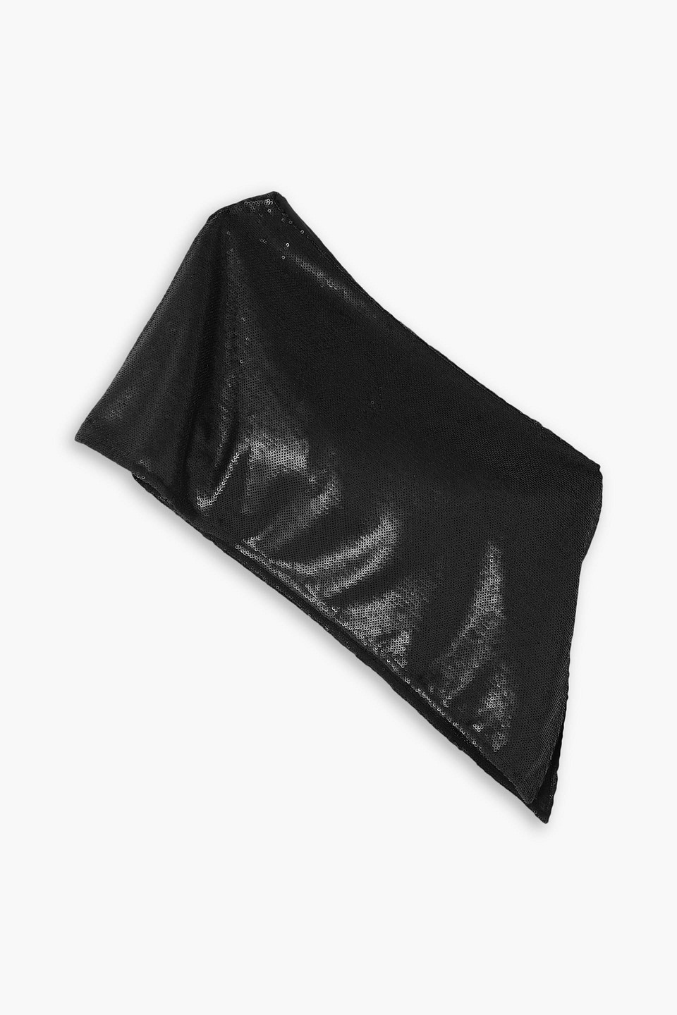 Gauge81 Moville Cropped One-shoulder Sequined Tulle Top In Black