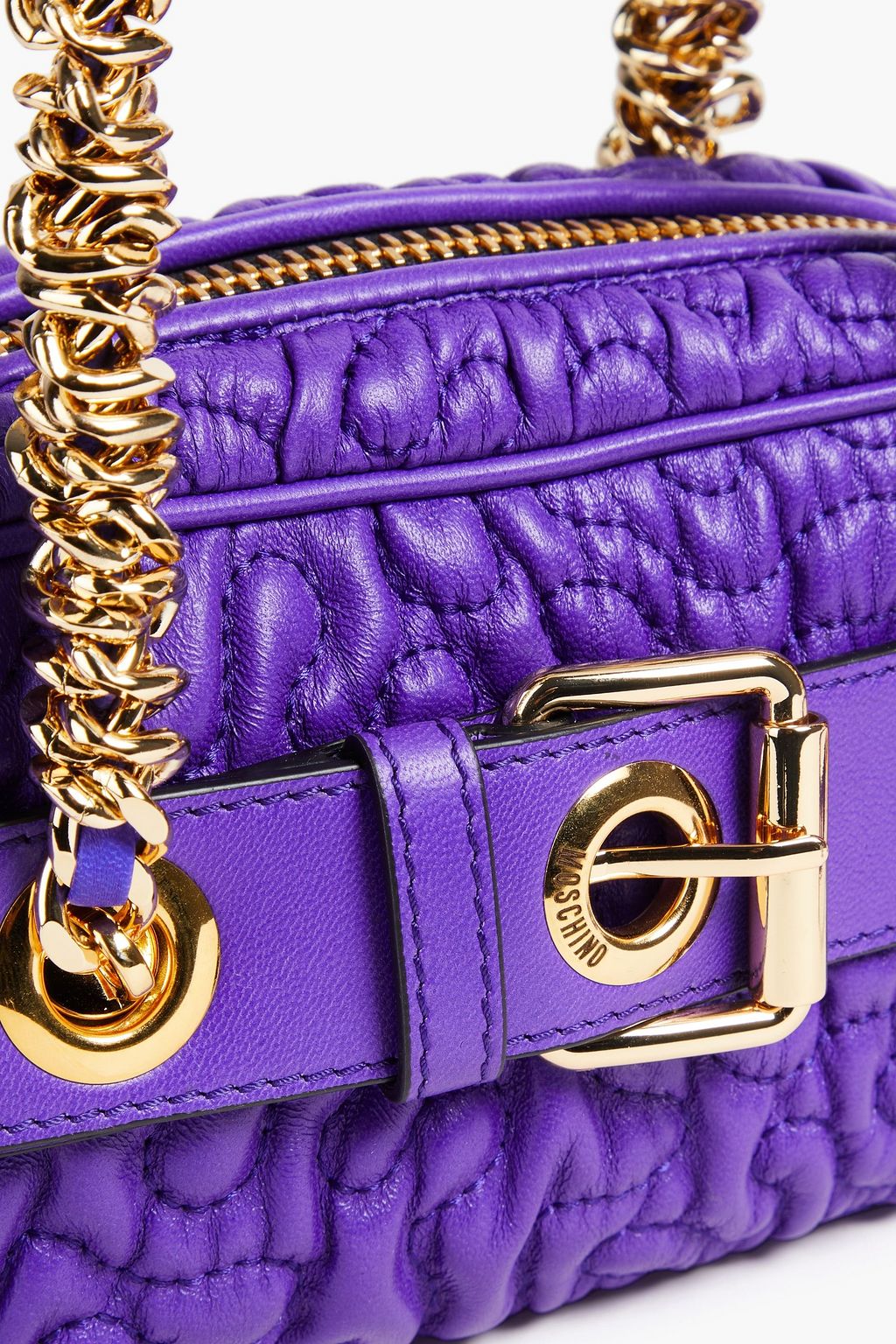 MOSCHINO حقيبة كتف من الجلد بتصميم مبطّن مزينة بإبزيم