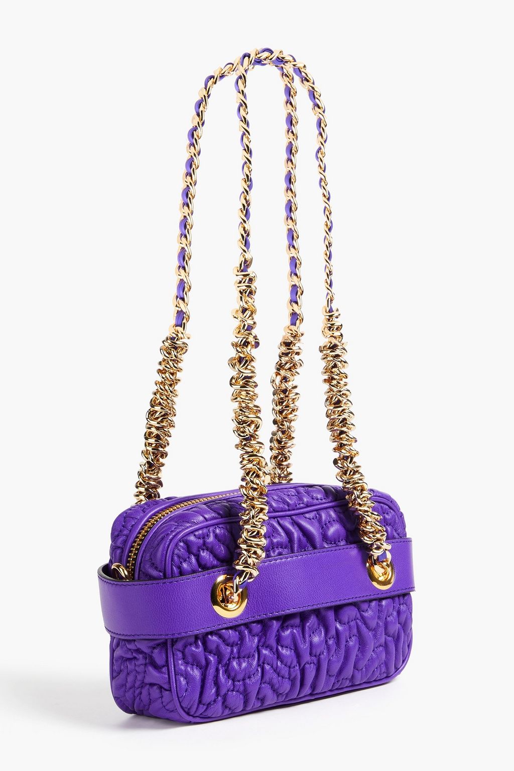 MOSCHINO حقيبة كتف من الجلد بتصميم مبطّن مزينة بإبزيم