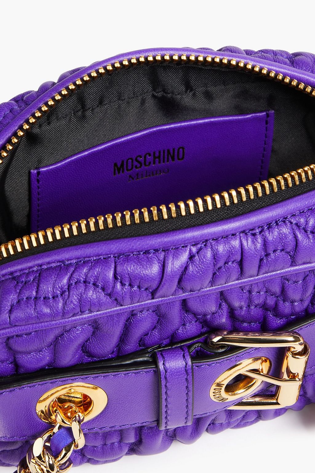 MOSCHINO حقيبة كتف من الجلد بتصميم مبطّن مزينة بإبزيم