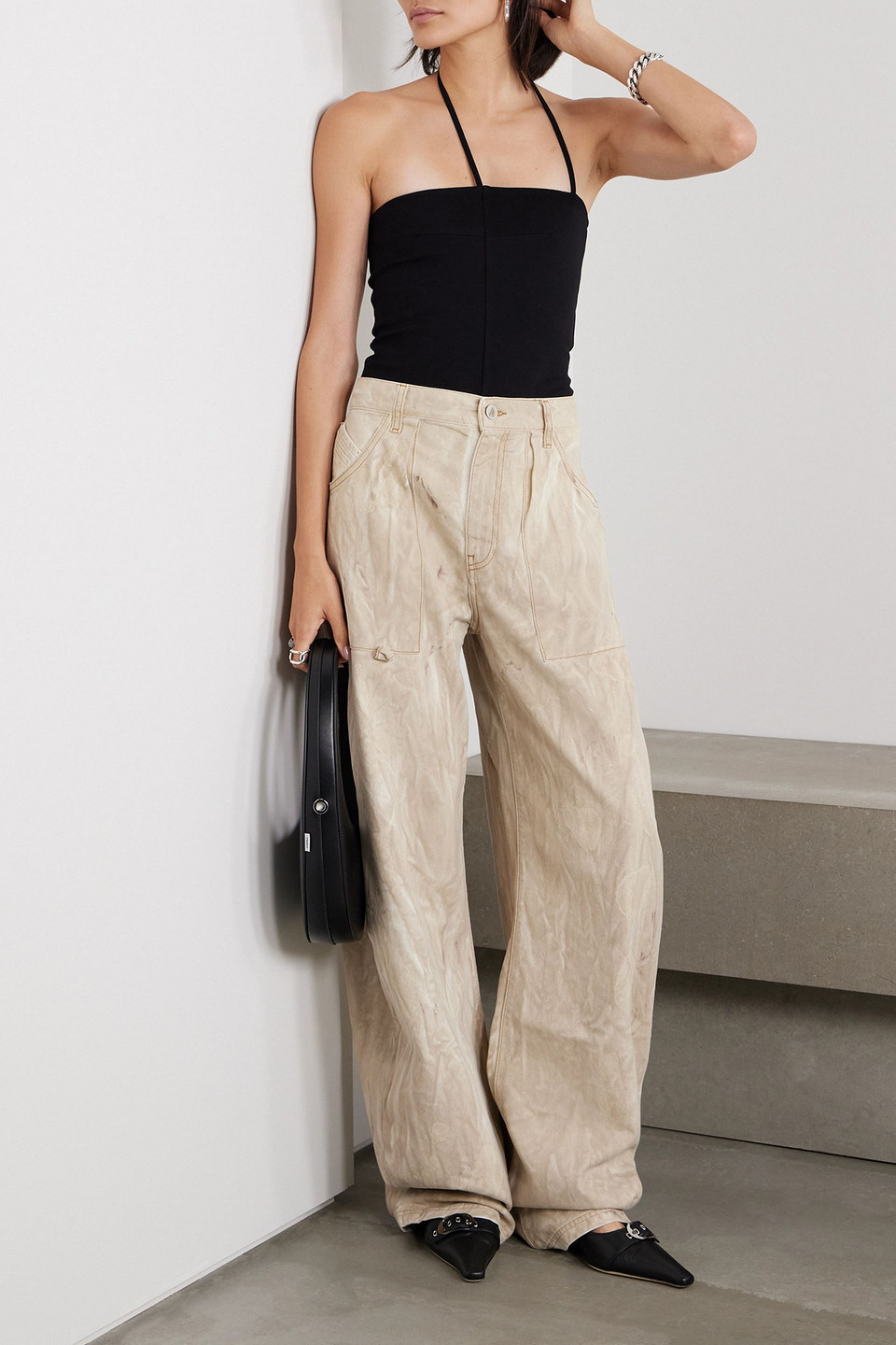 GAUGE81 ORME STRETCH-JERSEY HALTERNECK BODYSUIT 