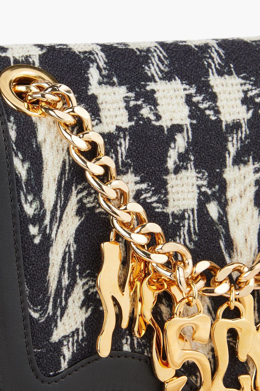 MOSCHINO حقيبة كتف من التويد مزينة بنقشة المربعات المائلة