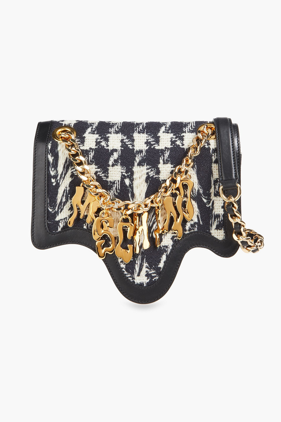 Embellished houndstooth tweed shoulder bag
