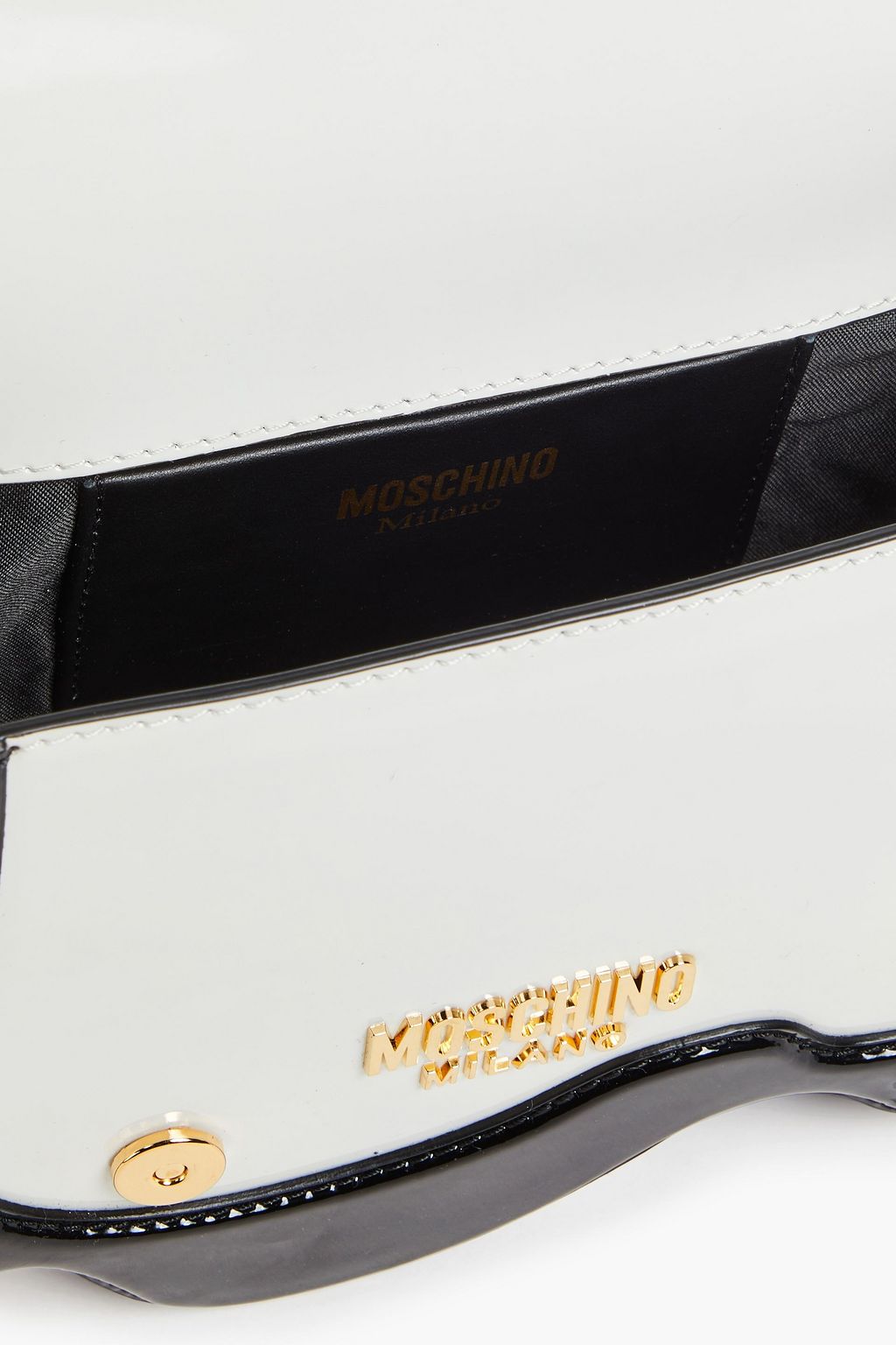MOSCHINO Two-tone smooth and patent-leather tote