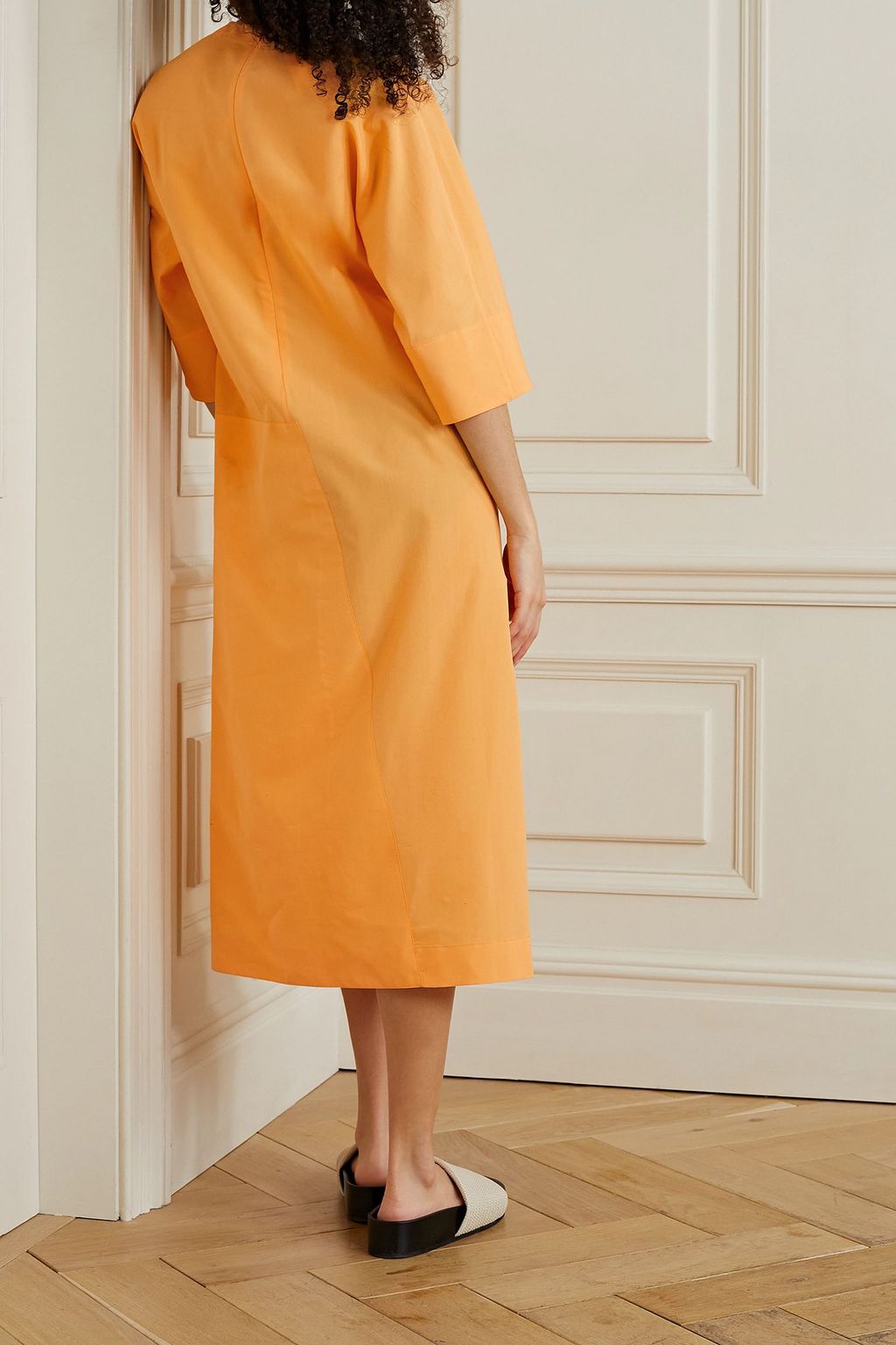 AKRIS Cotton and mulberry silk-blend poplin midi dress