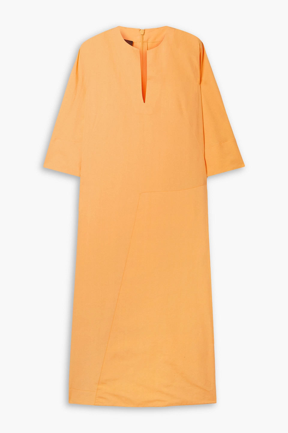 Akris Cotton And Mulberry Silk-blend Poplin Midi Dress In Marigold