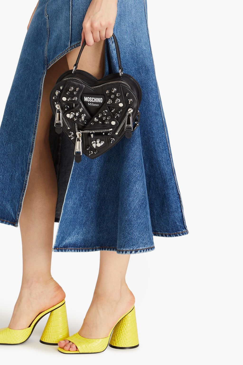 MOSCHINO حقيبة توت مصنوعة من الجلد بتصميم مزركش