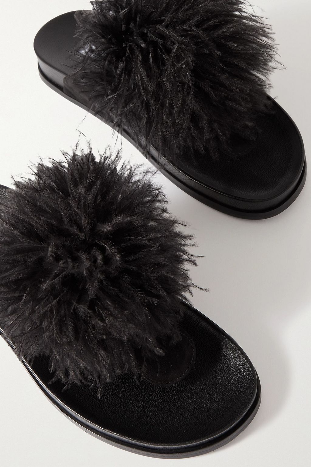 AQUAZZURA Boudoir Footbed feather-trimmed suede sandals