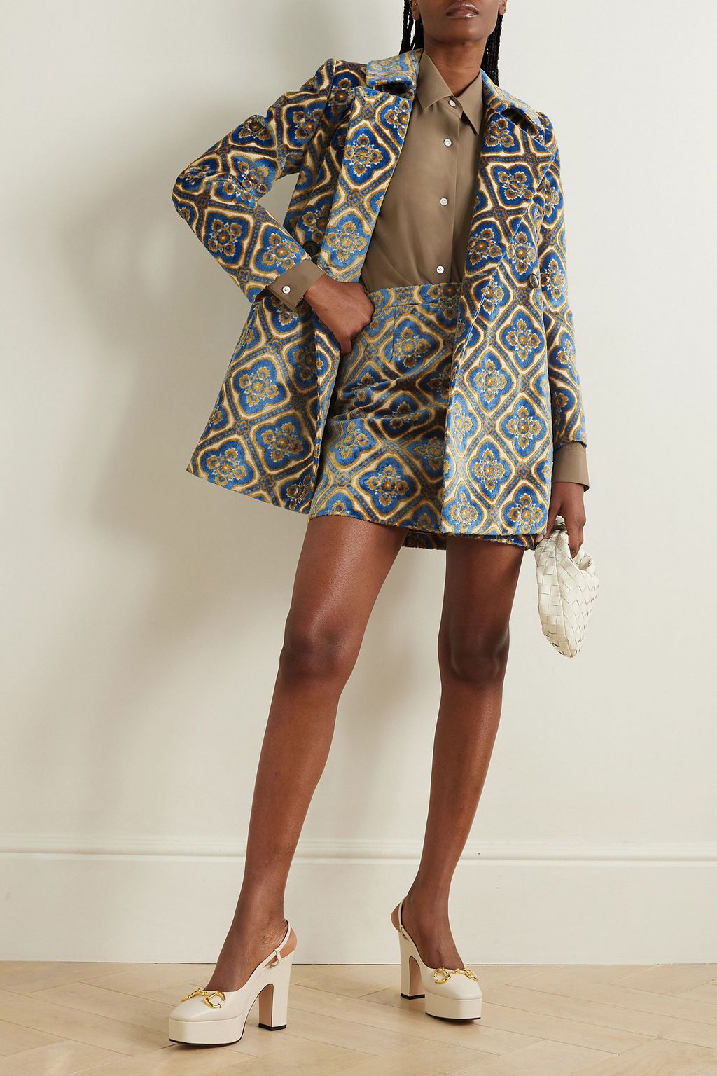 ETRO Double-breasted velvet-jacquard coat