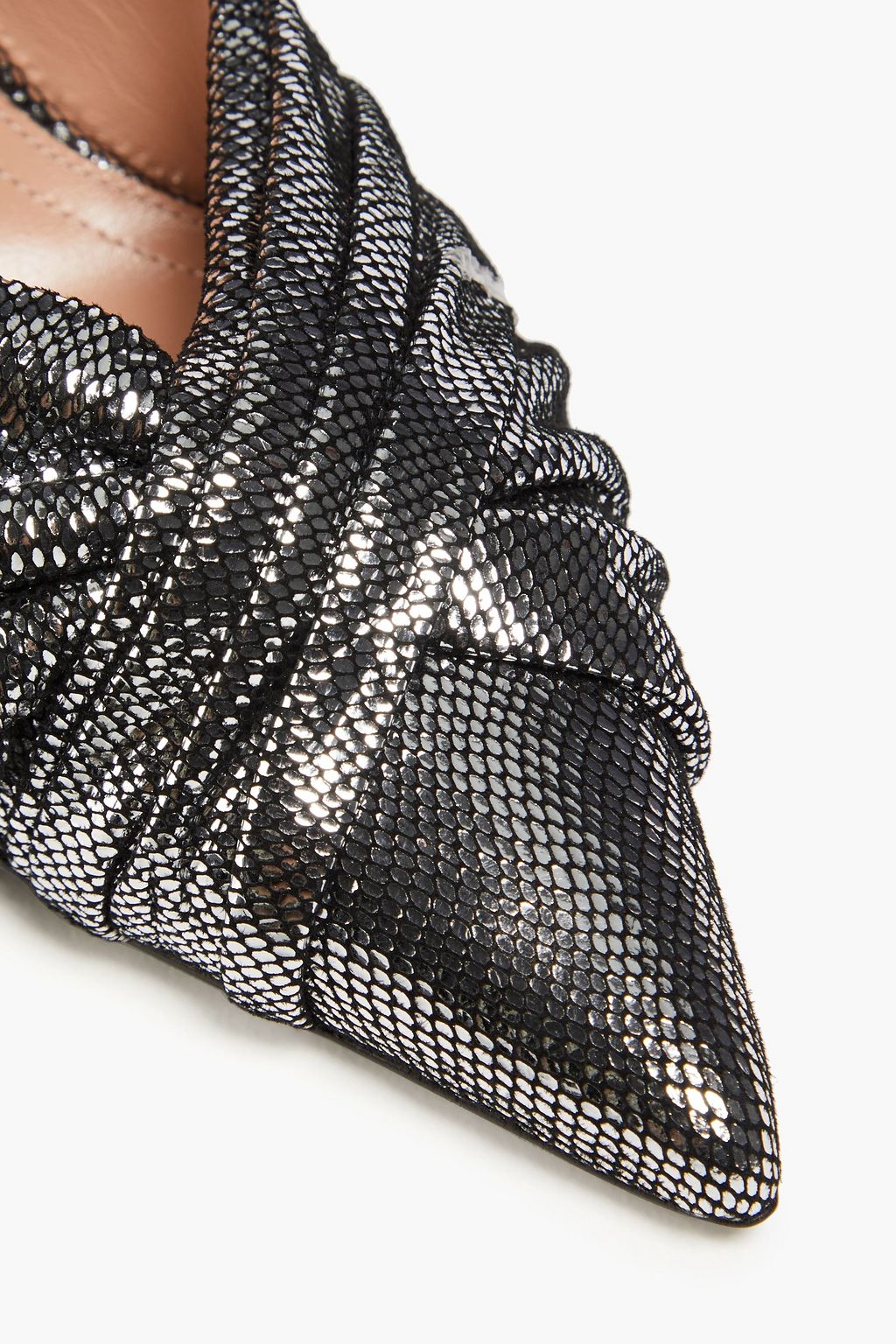 ALBERTA FERRETTI Metallic snake-effect leather pumps