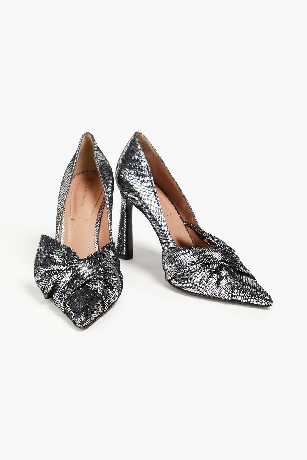 ALBERTA FERRETTI Metallic snake-effect leather pumps