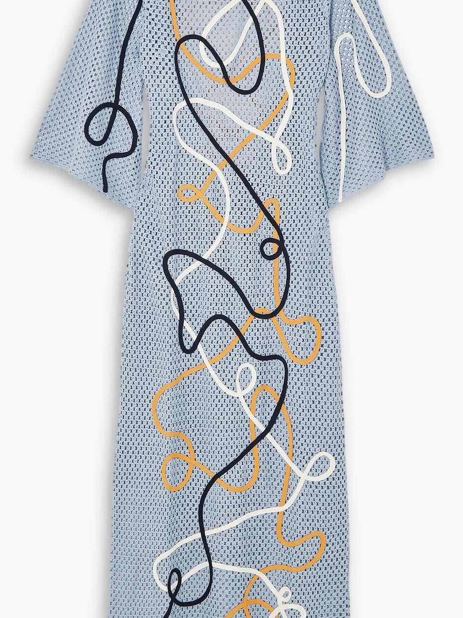 jen open-back appliquéd crocheted cotton maxi dress