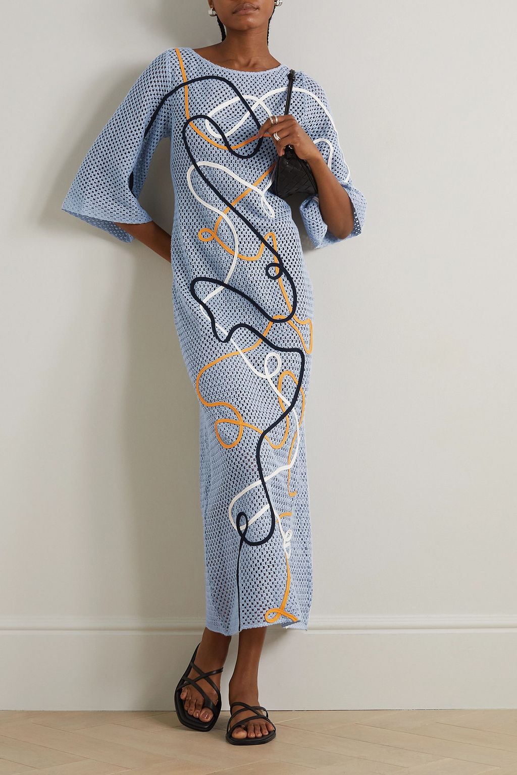BOUGUESSA Jen open-back appliquéd crocheted cotton maxi dress