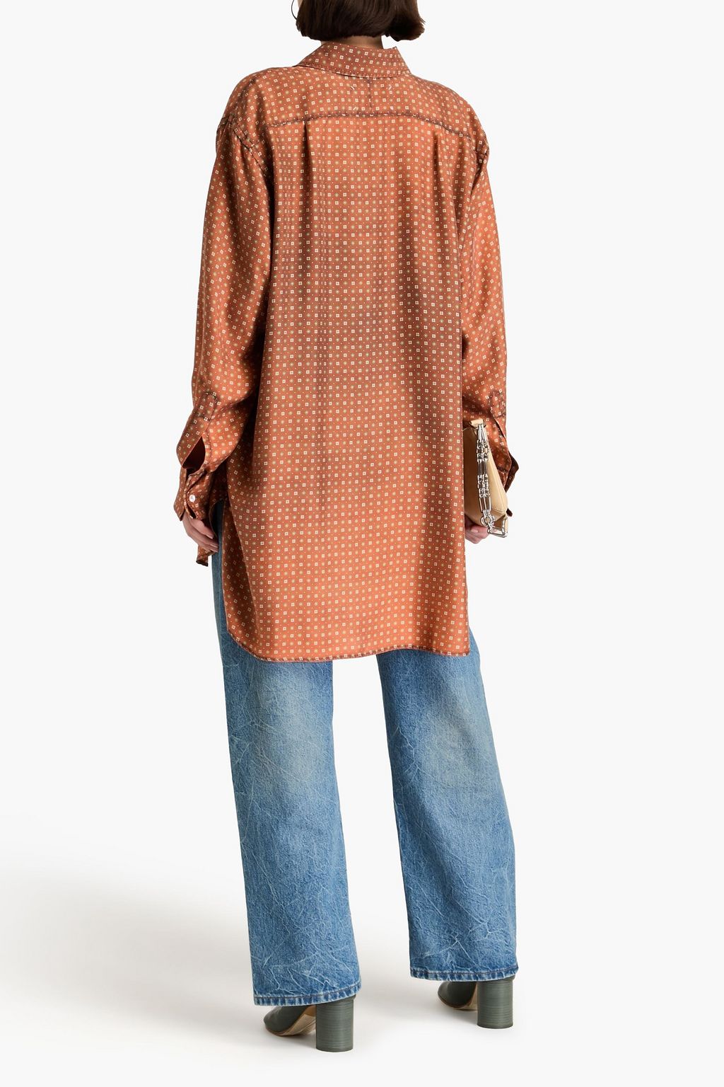 MAISON MARGIELA قميص من التويل الحريري بتصميم طبعات مغسولة
