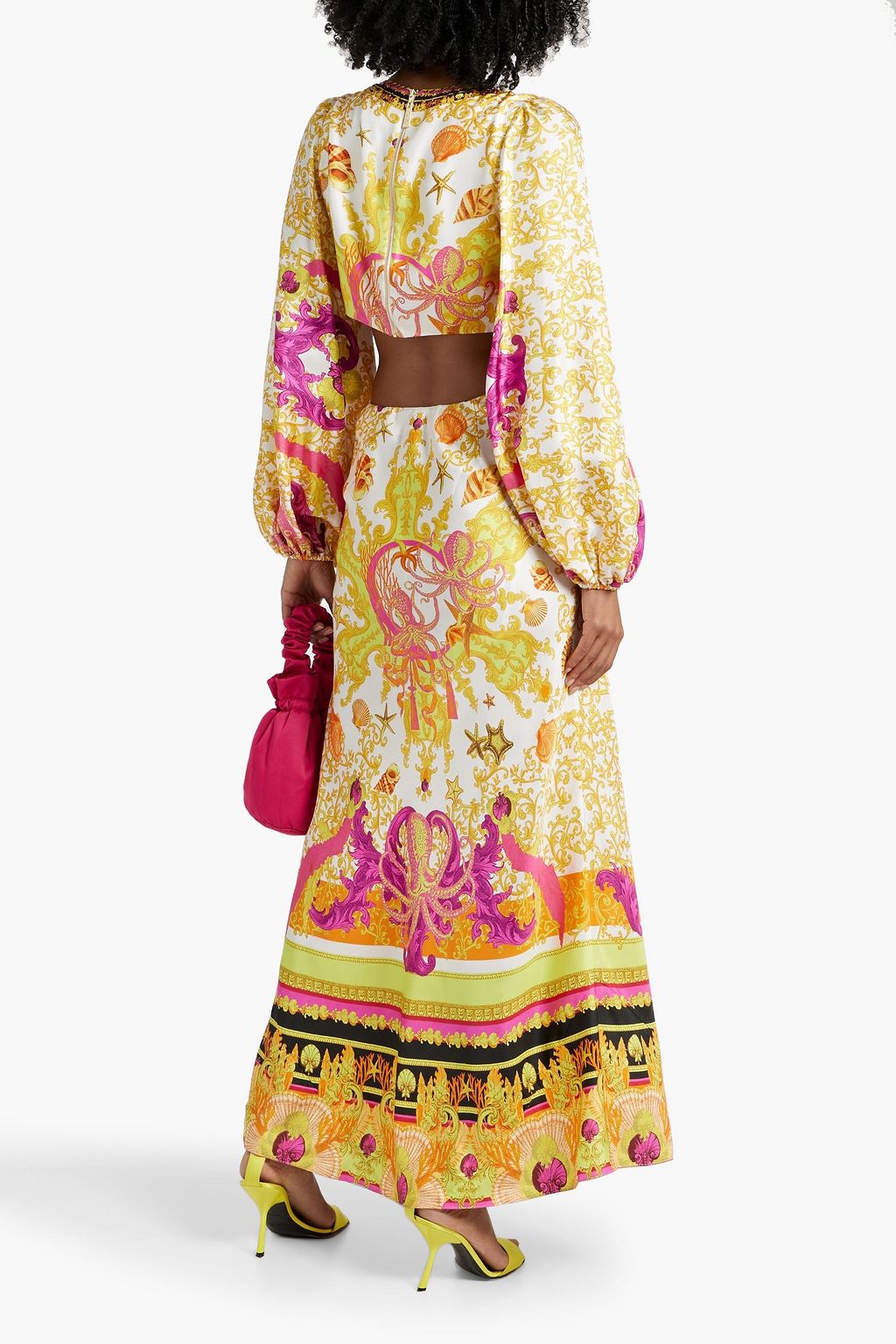 CAMILLA Embellished printed silk-twill maxi dress