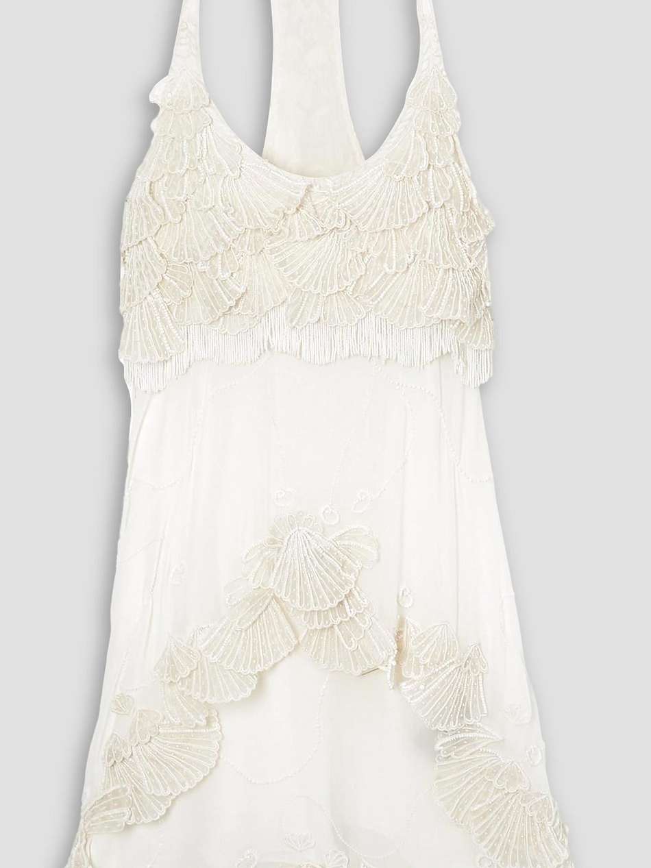 viana ruffled bead-embellished silk-chiffon dress