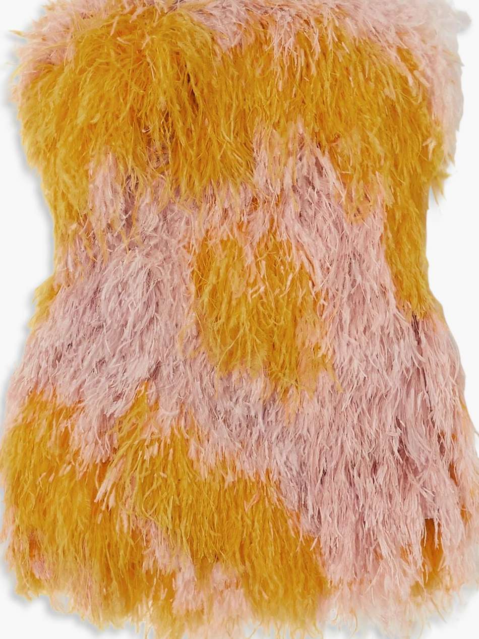 strapless feather-embellished silk-satin mini dress