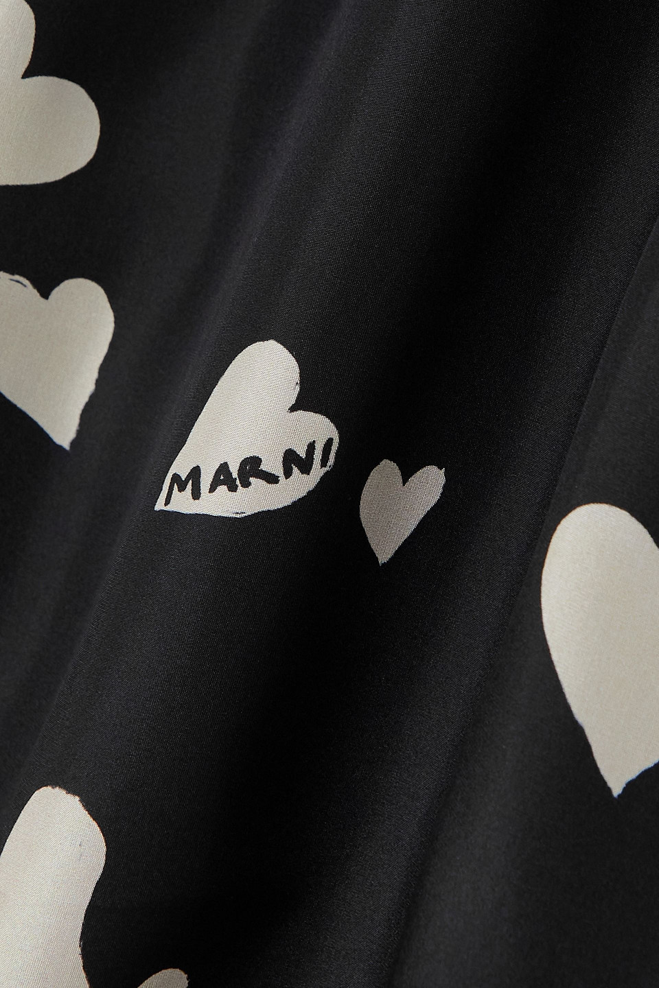 Marni Piped Printed Silk-habotai Straight-leg Pants In Black