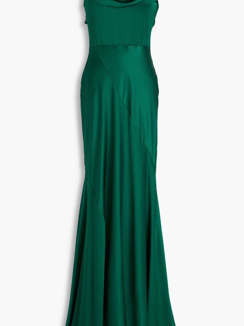draped satin gown