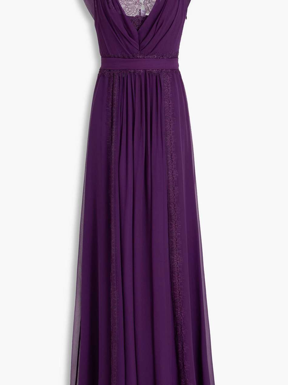silk-chiffon and corded lace gown