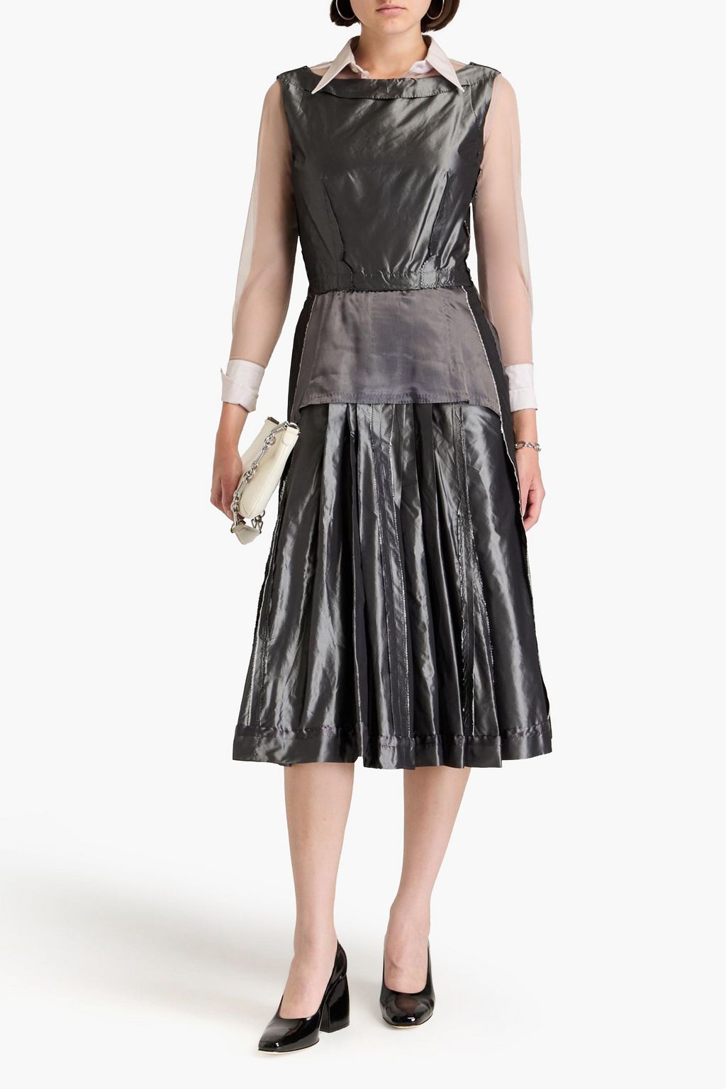 MAISON MARGIELA Pleated silk-taffeta midi dress