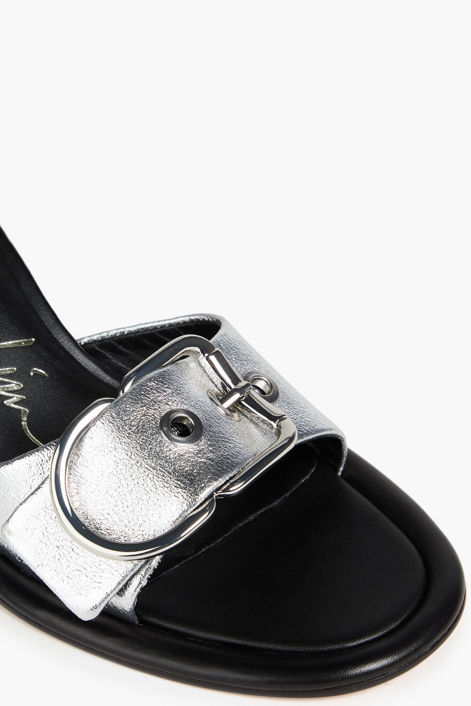 3.1 Phillip Lim Naomi 70 Buckled Metallic Pebbled-leather Mules In Silver