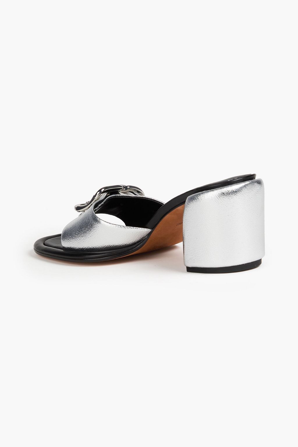 3.1 PHILLIP LIM 나오미 70 버클 디테일 메탈릭 페블 가죽 뮬