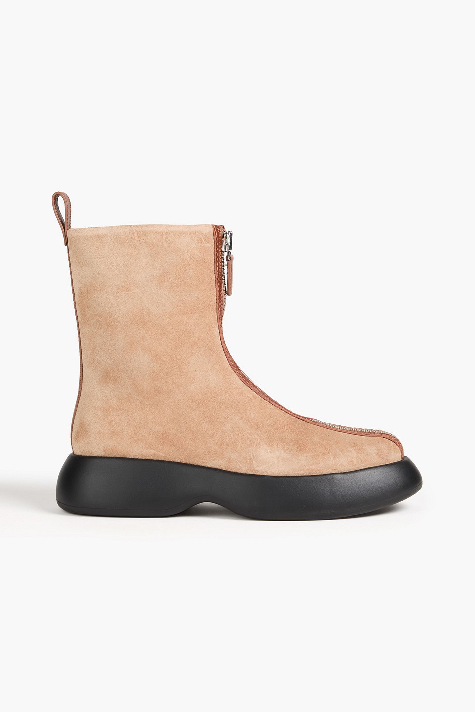 3.1 Phillip Lim Mercer Zip-detailed Suede Chelsea Boots In Beige
