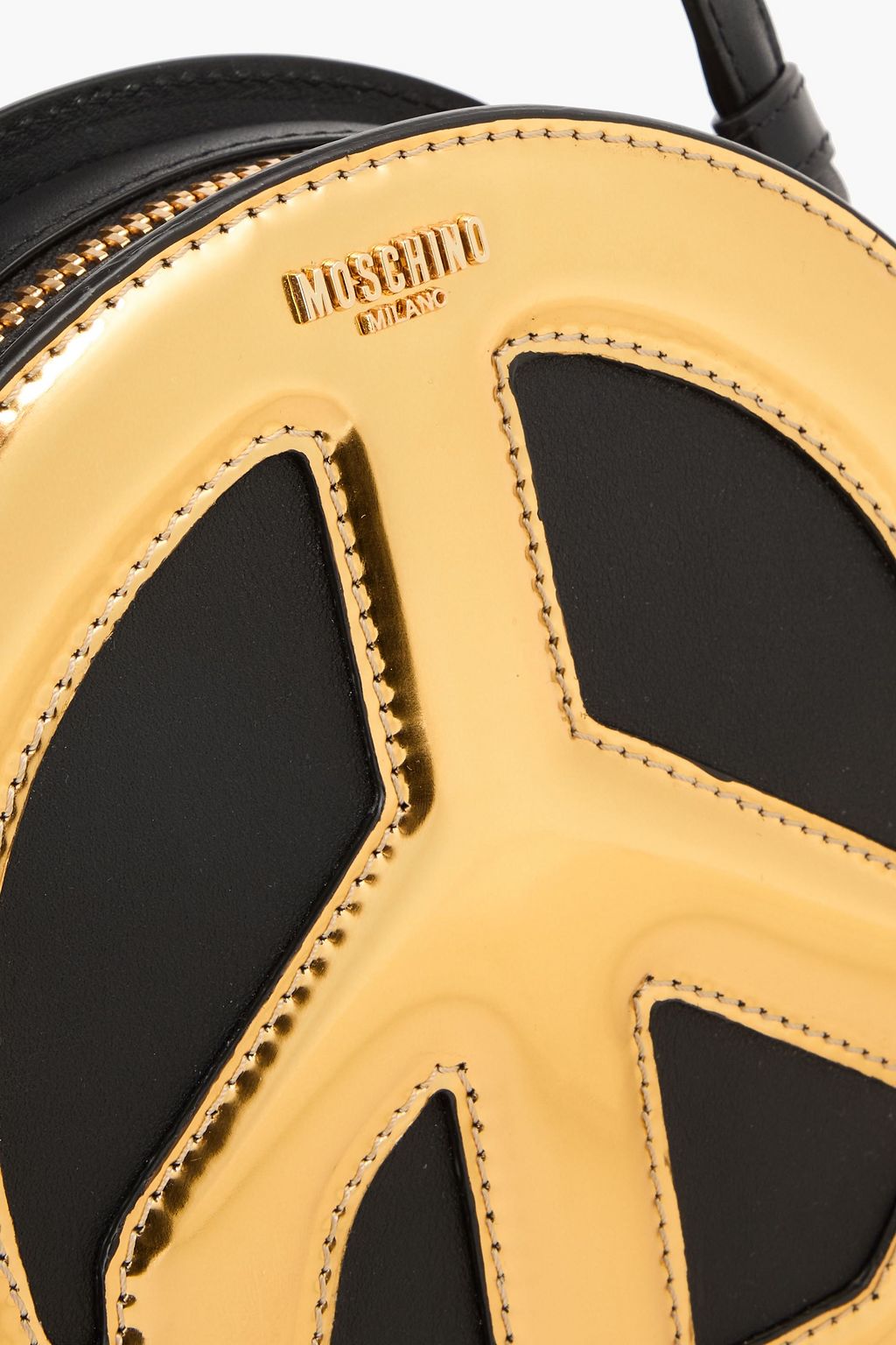 MOSCHINO حقيبة كروس بودي "مورفيد بيس" من الجلد بلون معدني