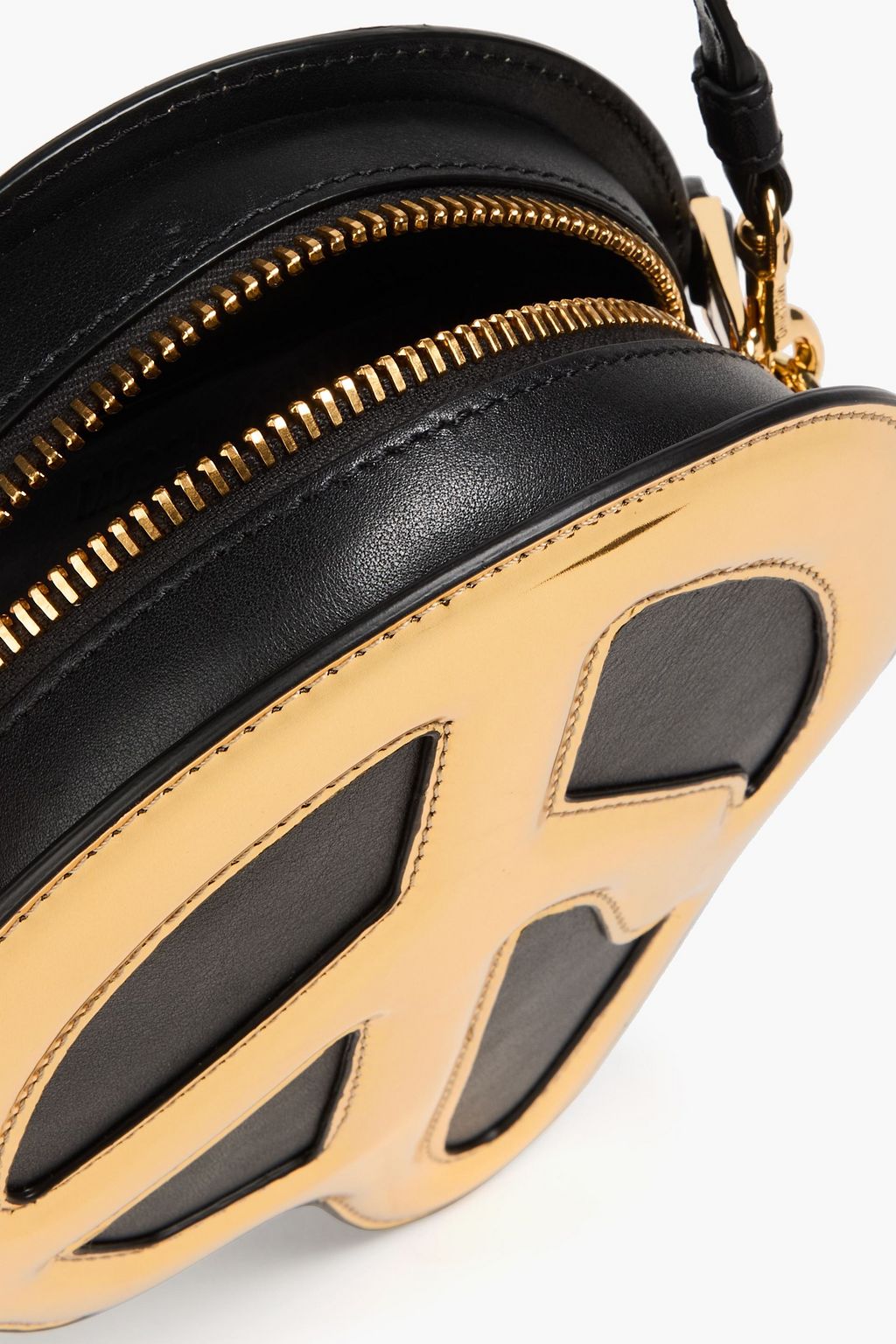 MOSCHINO حقيبة كروس بودي "مورفيد بيس" من الجلد بلون معدني
