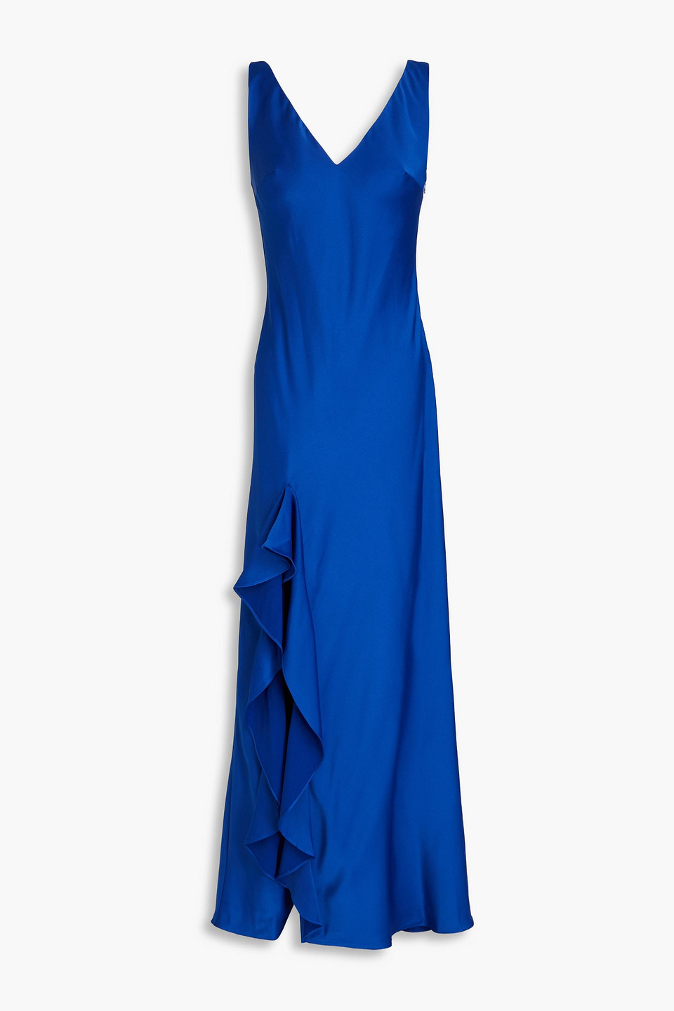 ml Monique Lhuillier Ashlynn Ruffled Satin-crepe Gown In Royal Blue