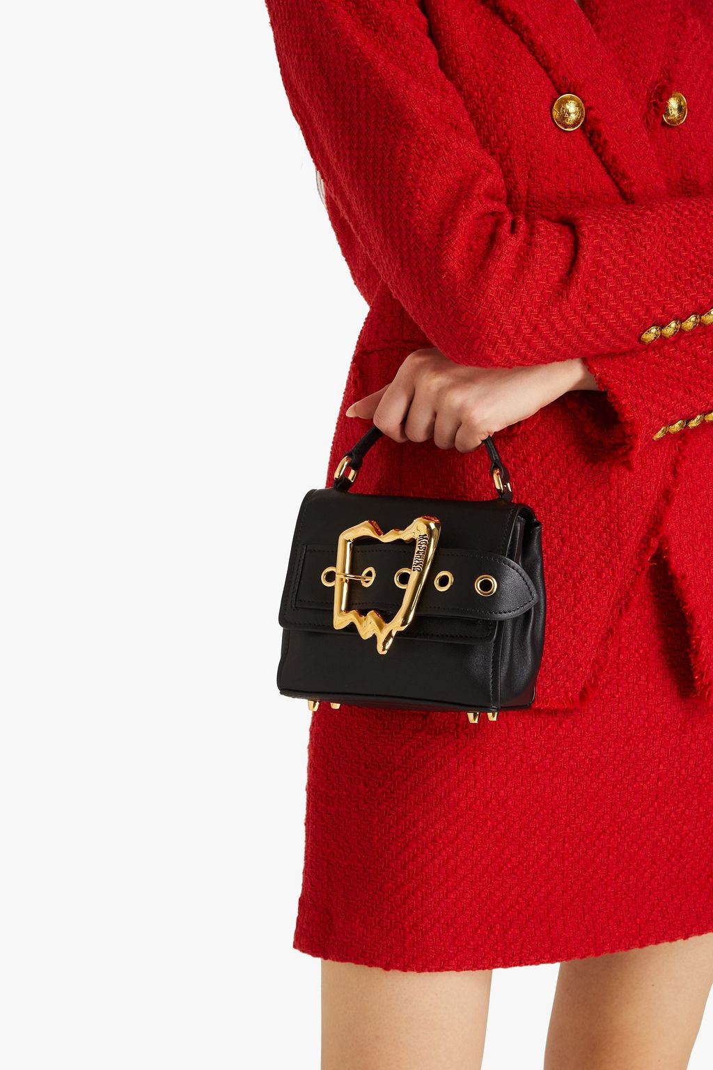 MOSCHINO حقيبة توت من الجلد مزينة بإبزيم