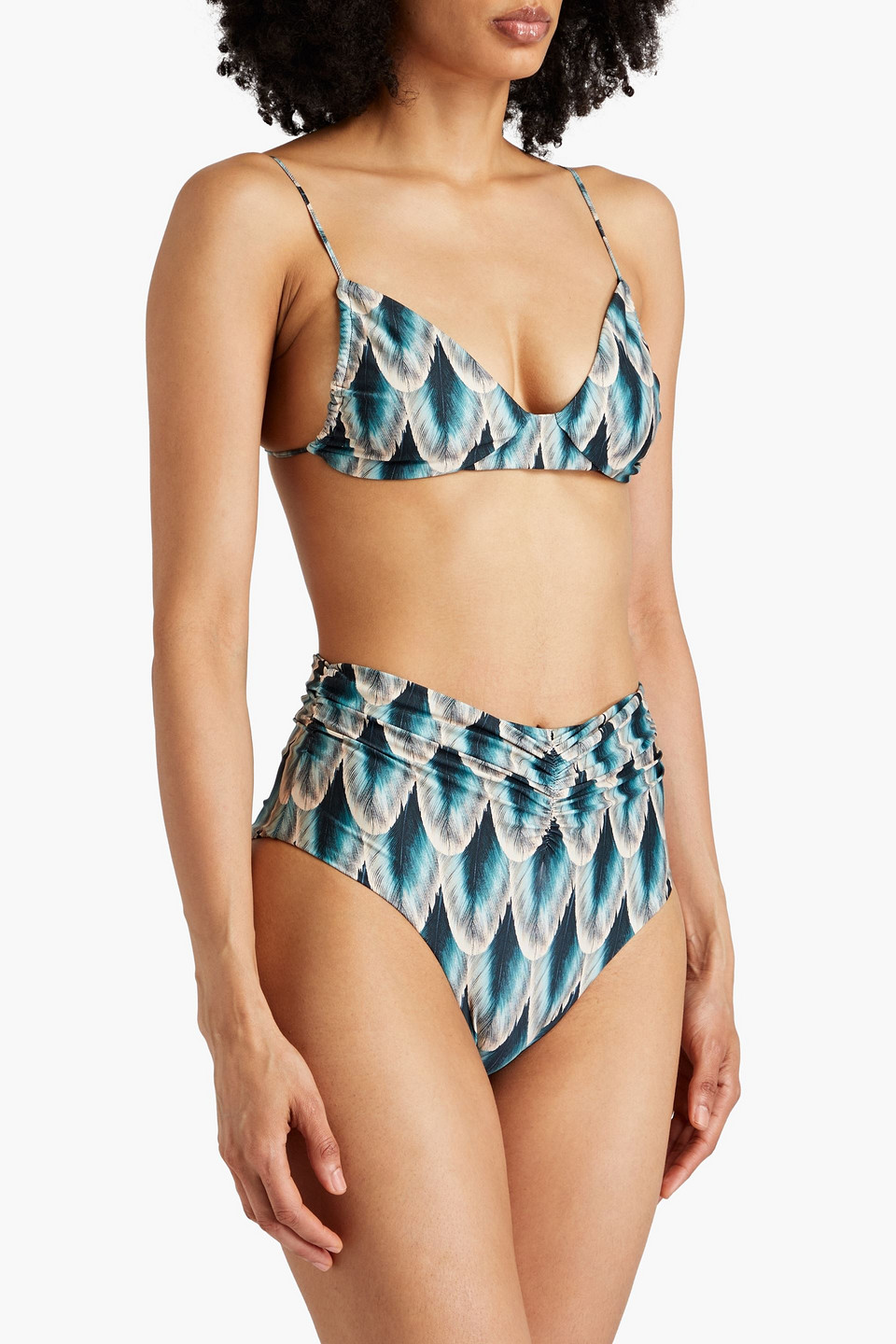 AGUA BY AGUA BENDITA TERESA PLUMA PRINTED TRIANGLE BIKINI TOP