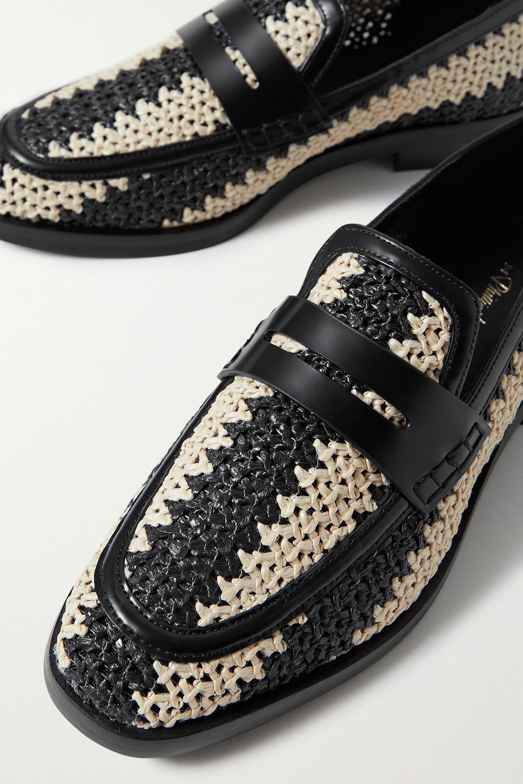 3.1 PHILLIP LIM Alexa leather-trimmed two-tone raffia loafers