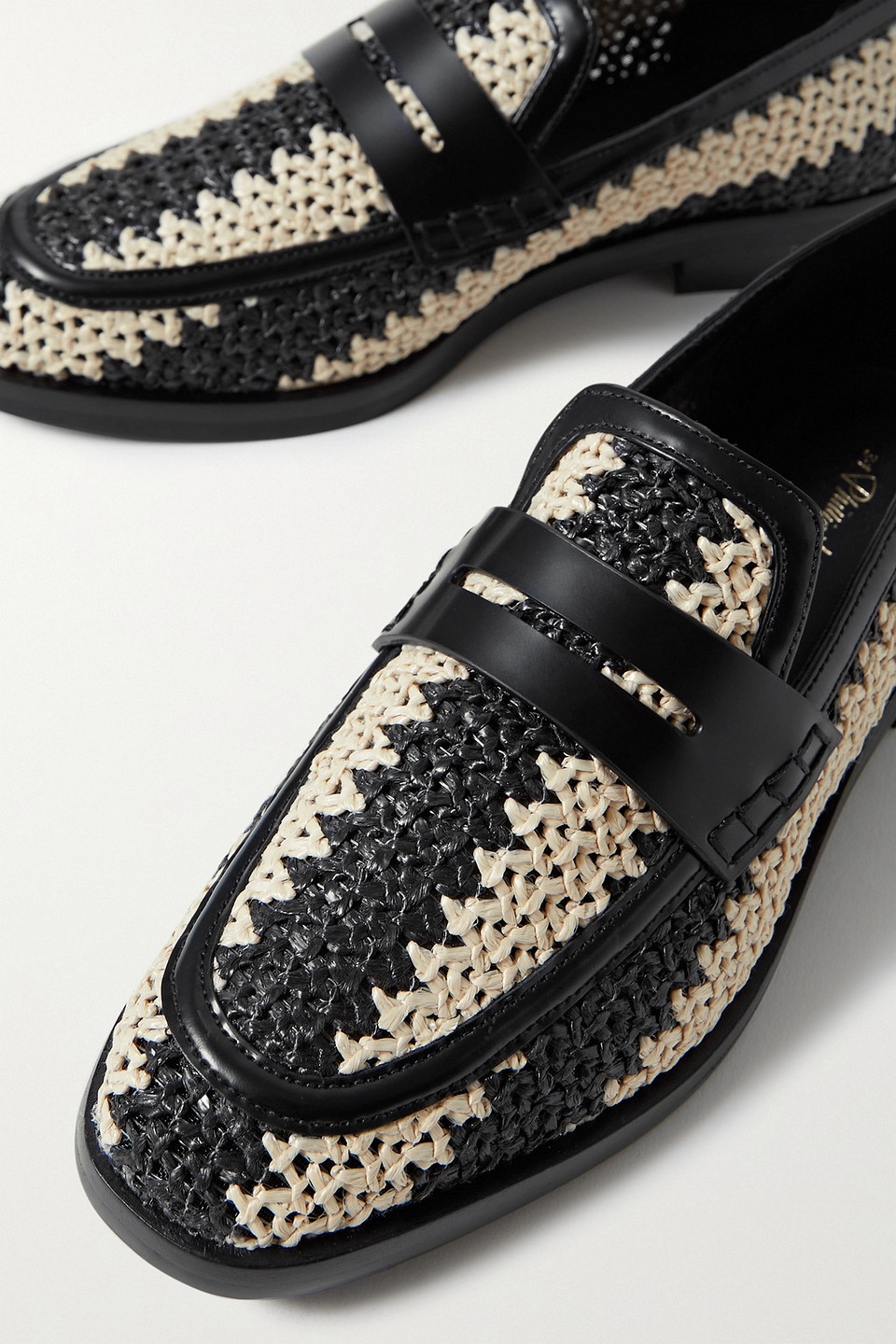 3.1 Phillip Lim Alexa Leather-trimmed Two-tone Raffia Loafers In Black