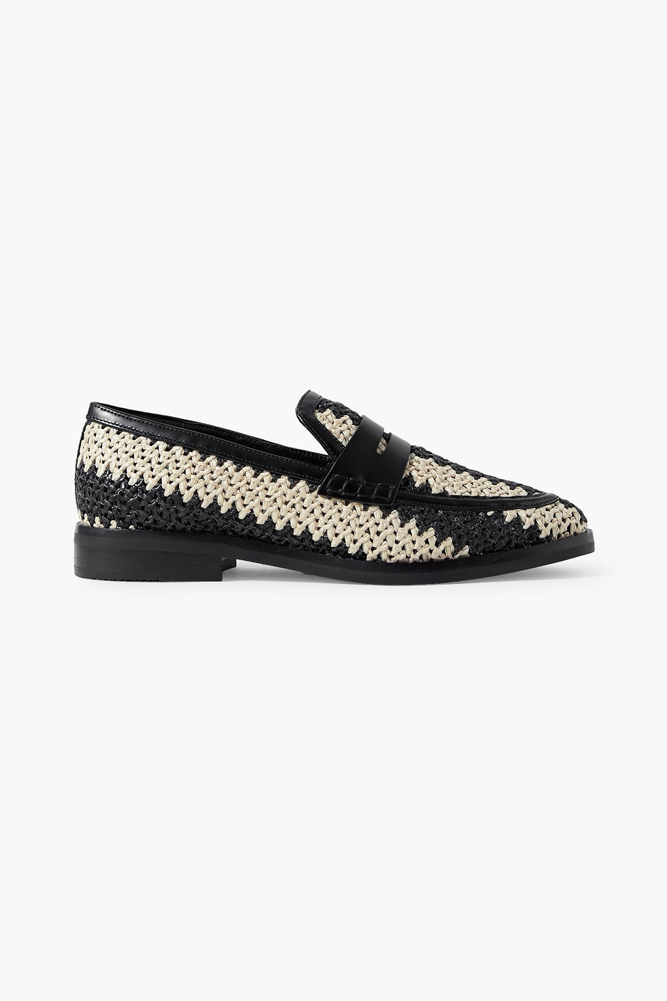 3.1 Phillip Lim Alexa Leather-trimmed Two-tone Raffia Loafers In Black