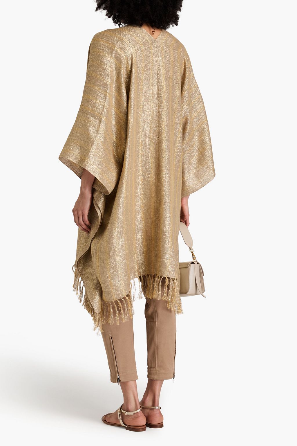 BRUNELLO CUCINELLI Fringed metallic gauze wrap