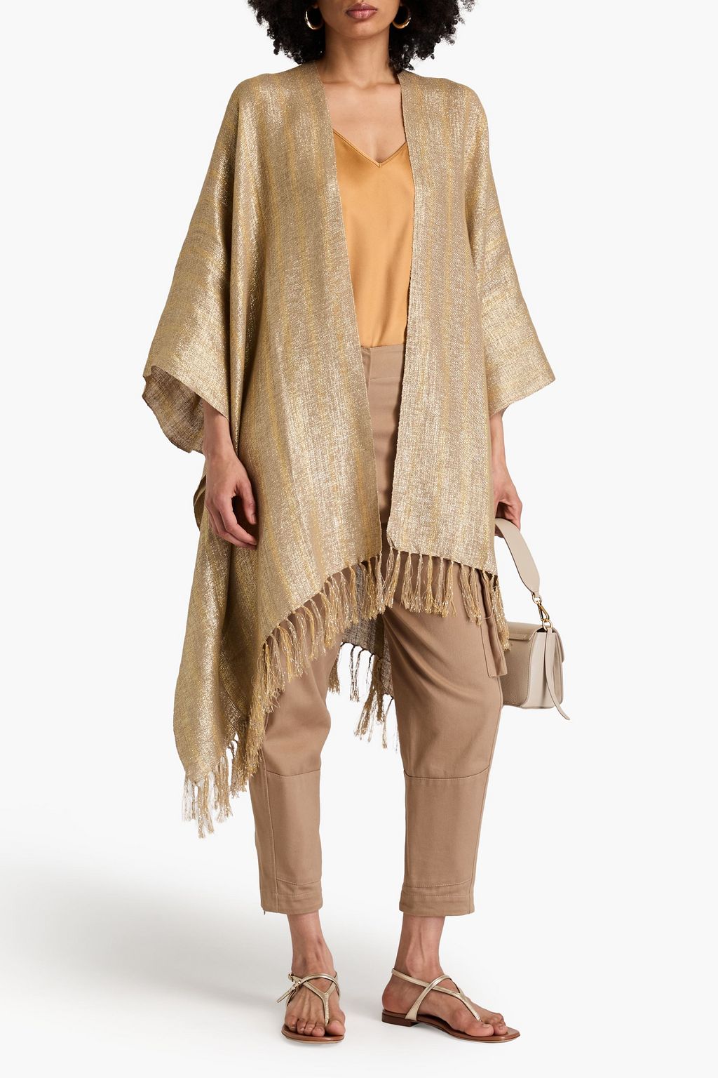 BRUNELLO CUCINELLI Fringed metallic gauze wrap
