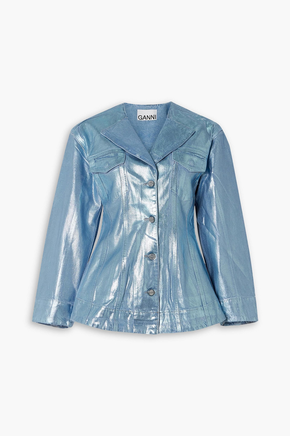 Ganni Woman Denim Outerwear Blue Size 4 Organic Cotton In Light Blue