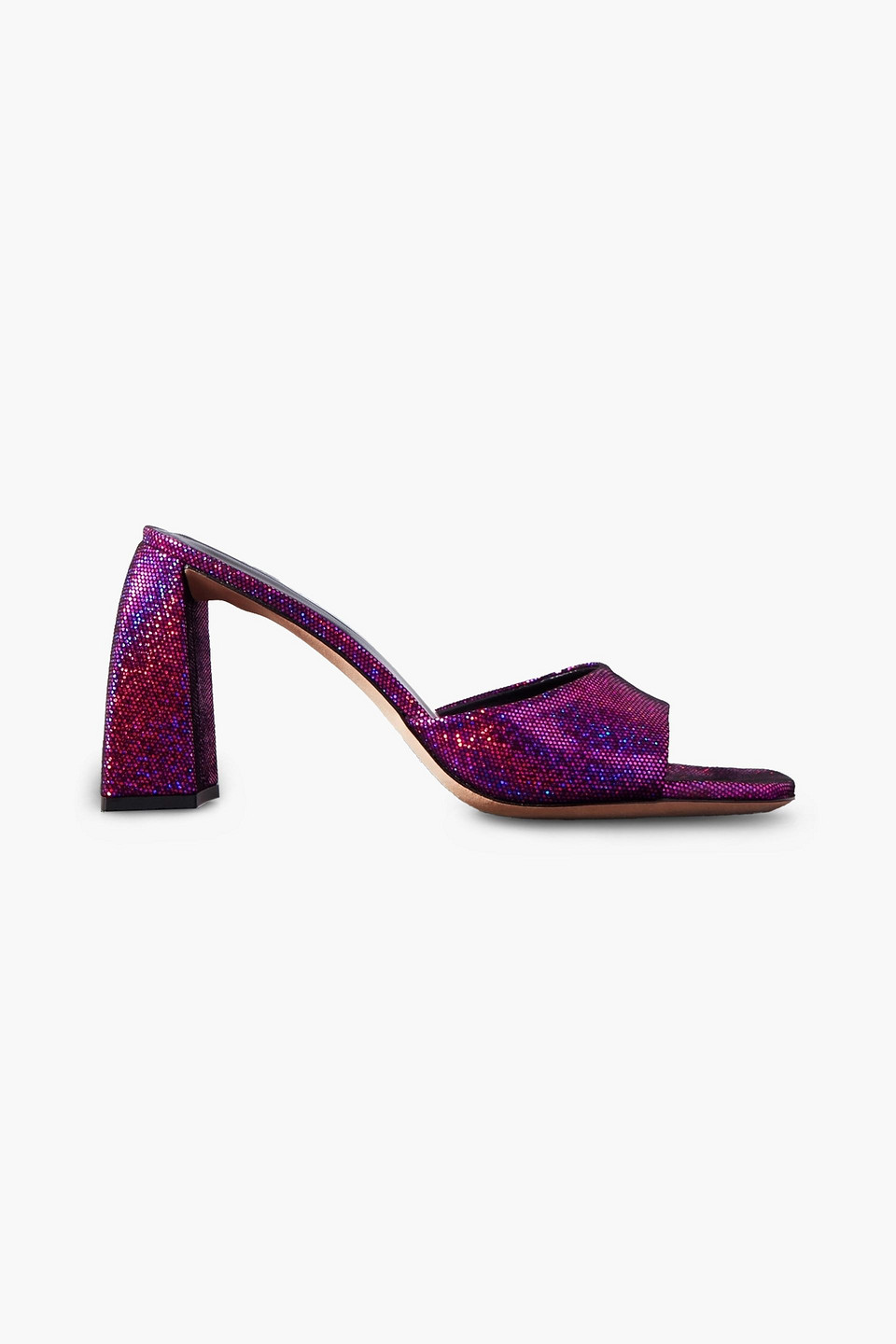 By Far Michele Metallic Leather Mules In Fuchsia