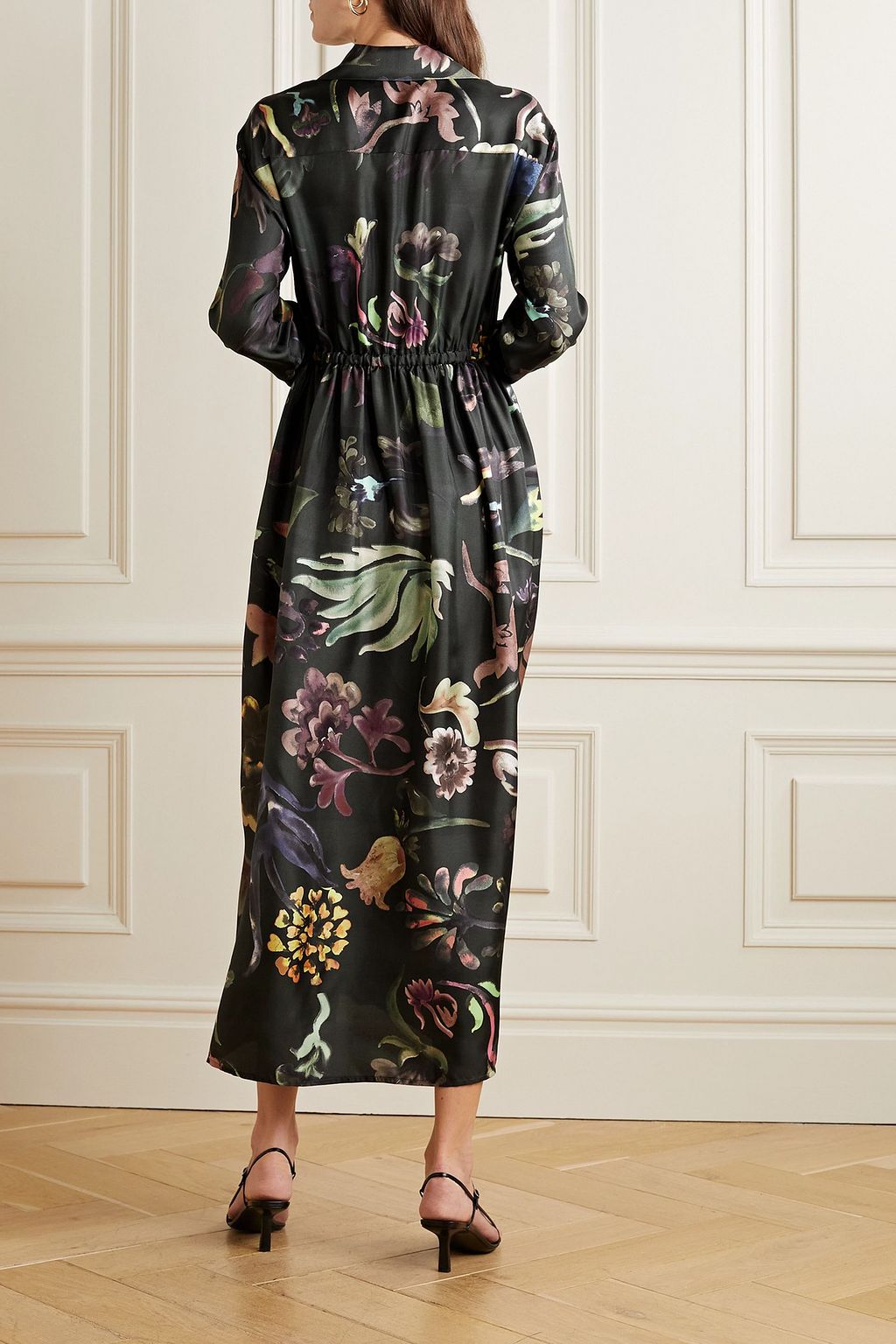 ROSIE ASSOULIN Floral-print silk-twill midi dress