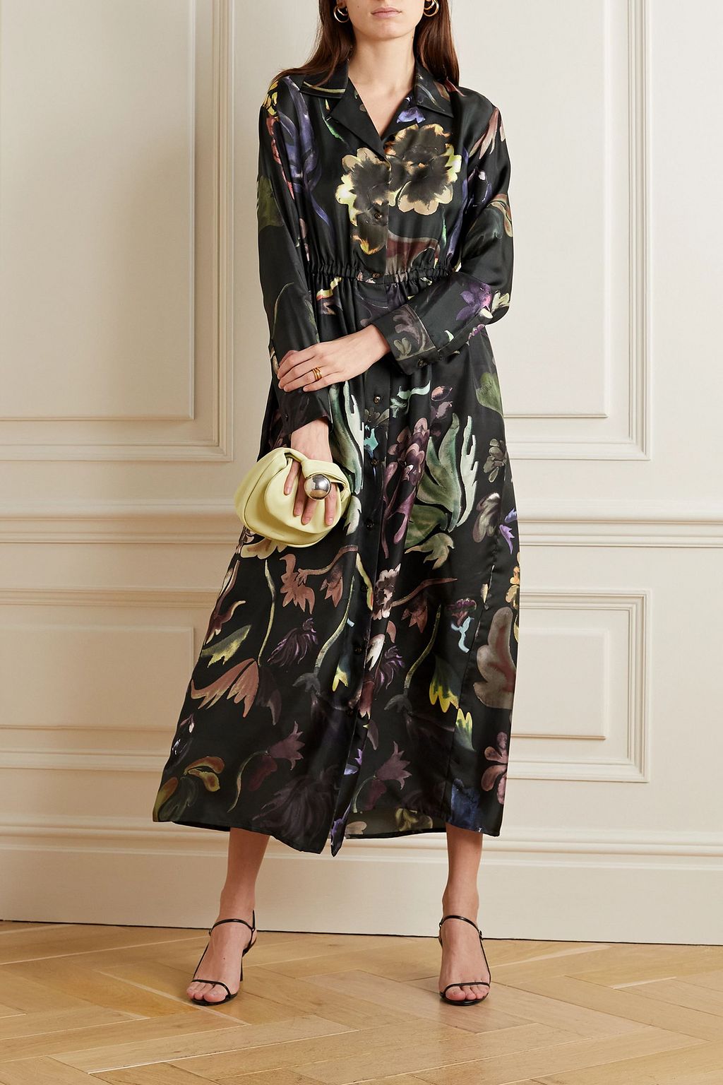 ROSIE ASSOULIN Floral-print silk-twill midi dress